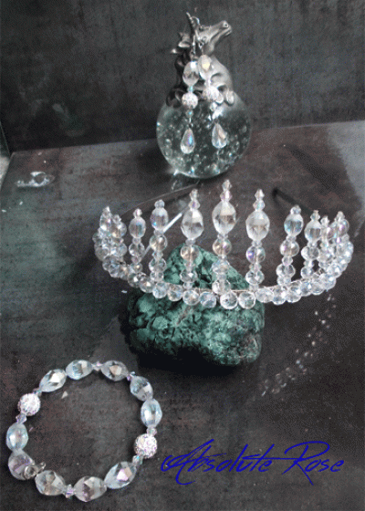 Дизайнерска корона за коса, гривна и обици с кристали Сваровски- Goddess of Atlantis